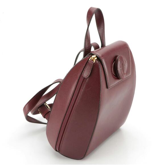 Cartier Bordeaux Leather Backpack – Gold-Tone Hardware – Made in Spain - Picture 2 of 7